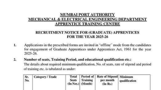 Mumbai Port Authority Apprentice Bharti 2025