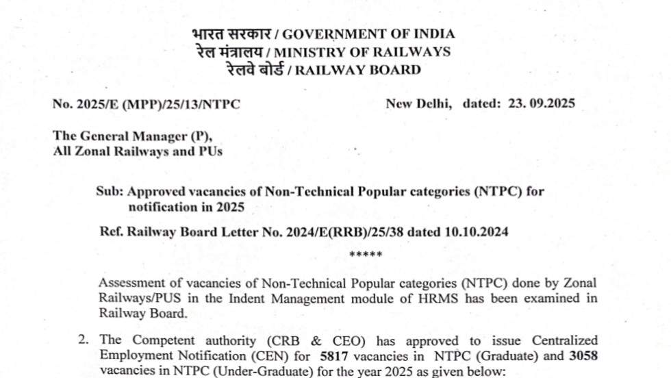 NTPC Railway Bharti 2025
