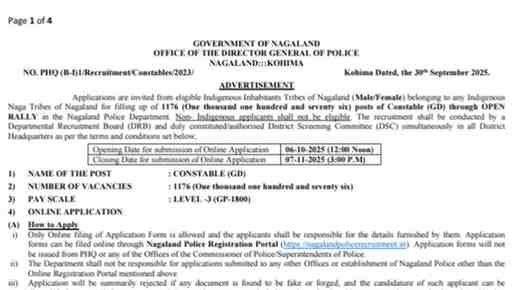 Nagaland Police Bharti 2025