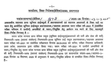 UP Junior Aided Teacher Bharti 2025