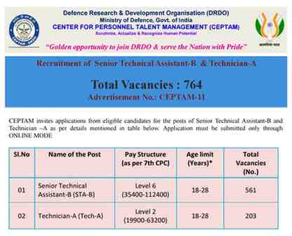 DRDO CEPTAM 11 Bharti 2025